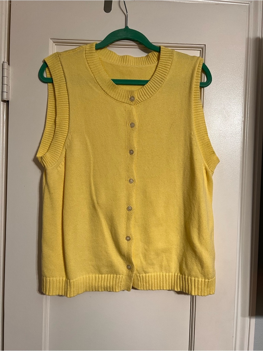 Amazon Yellow Sleeveless Button-Front Knit Cardigan